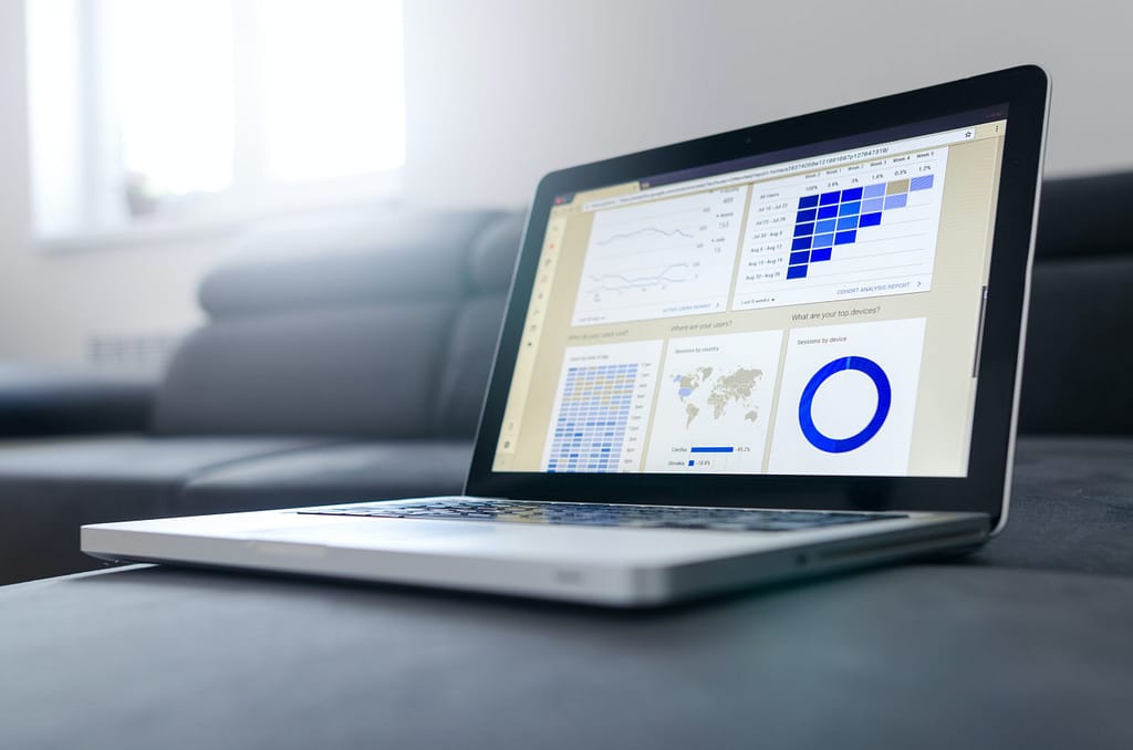 Laptop with metrics dashboard